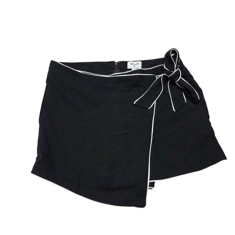 Diane von Furstenberg for Target Skort Women XL Black Wrap Front Piping‎ Bow Tie